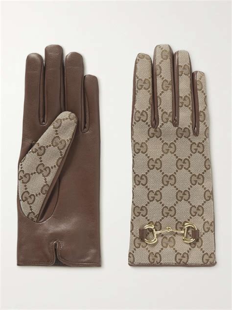 gucci brown leather gloves|net a porter gucci gloves.